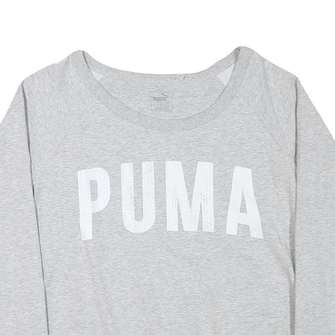 PUMA Womens Grey Cotton Blend Crew Neck Sweatshirt XL Casual Pullover