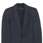 ZARA BASIC Womens Navy Blue & White Polka Dot Blazer Jacket S Polyester Blend
