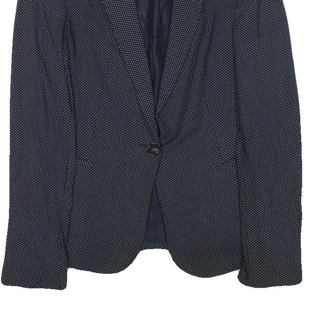 ZARA BASIC Womens Navy Blue & White Polka Dot Blazer Jacket S Polyester Blend