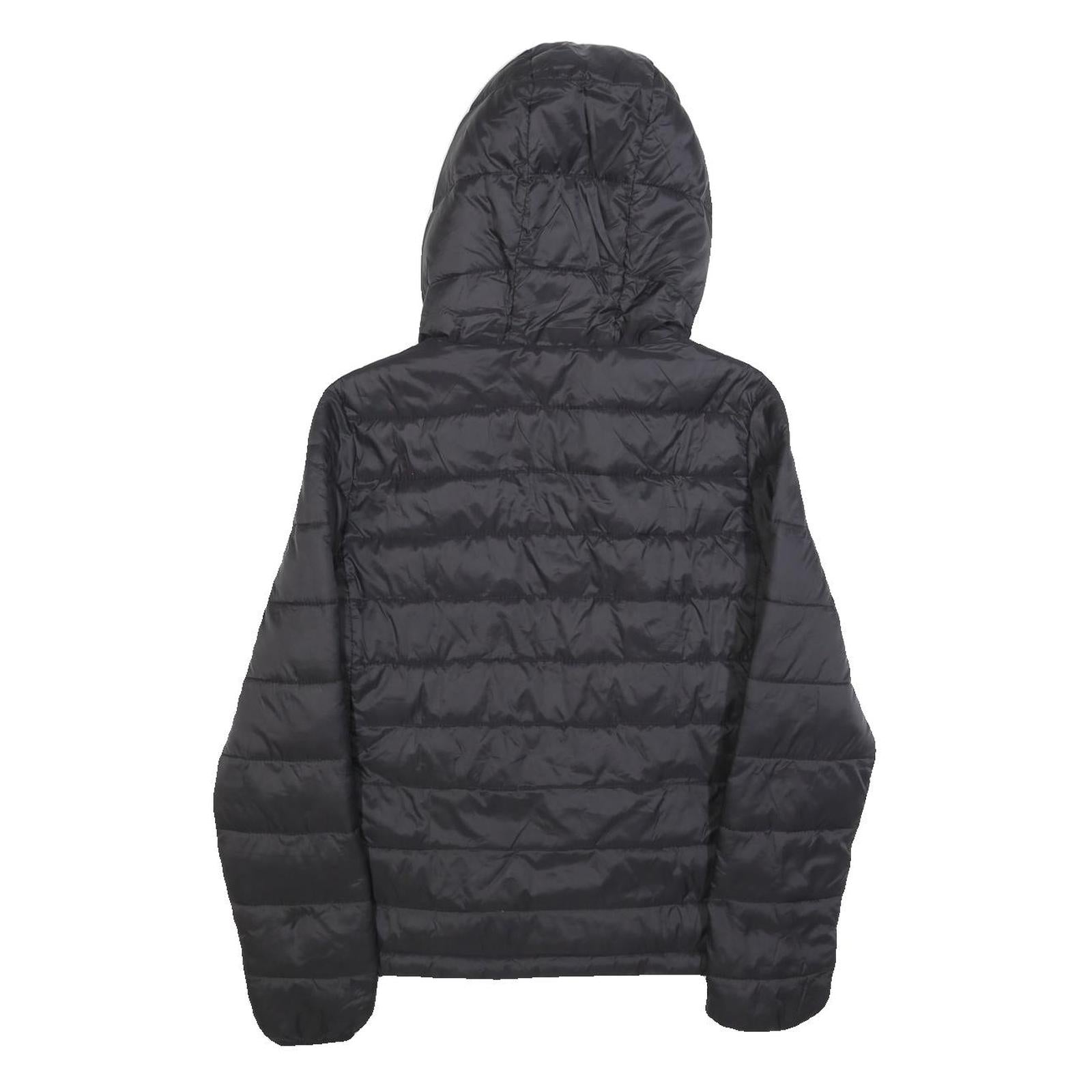PULL & BEAR Womens Black Polyester Blend Quilted Hooded Jacket XS Zip Closure