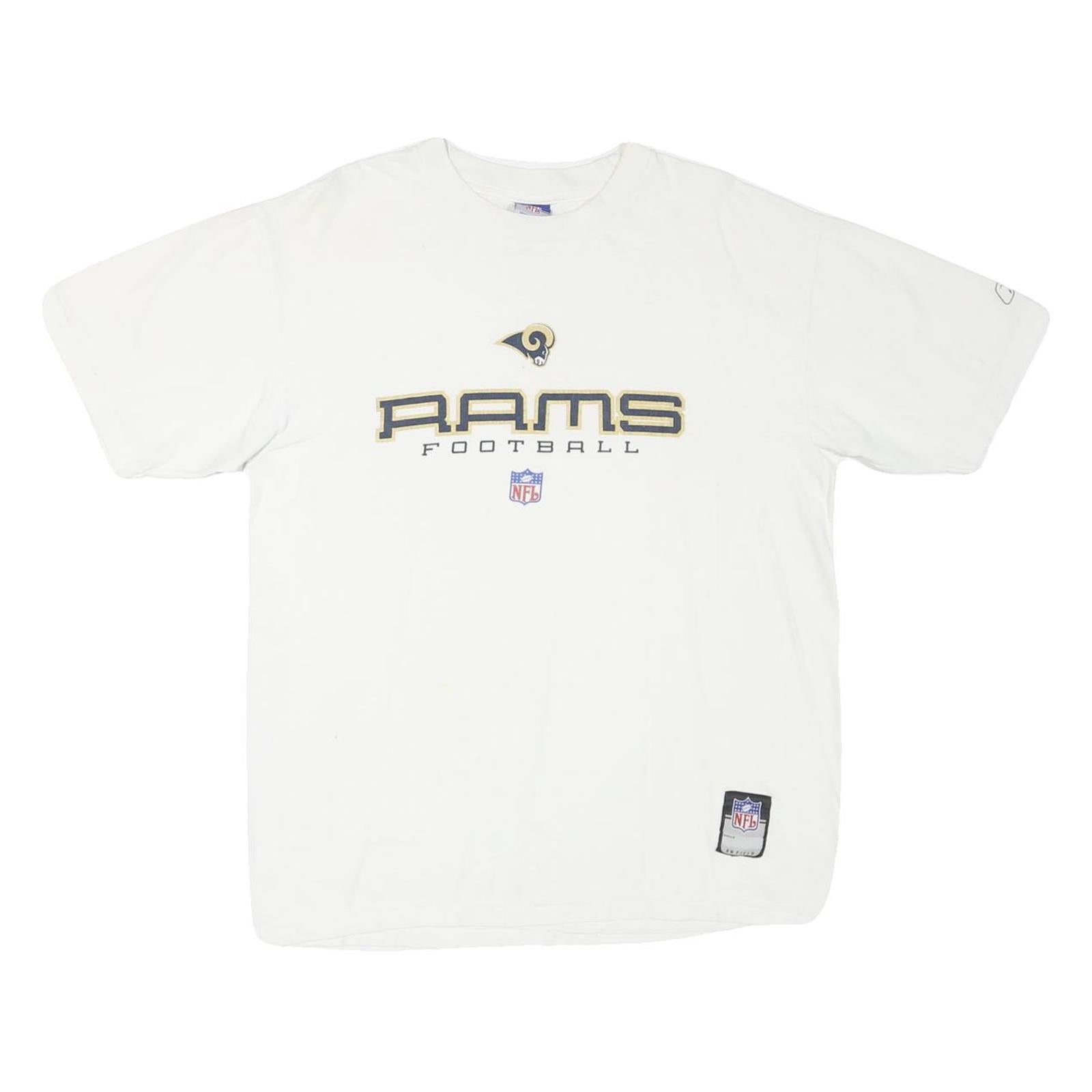NFL Mens White Rams Football Graphic T-Shirt M Short Sleeve Crew Neck