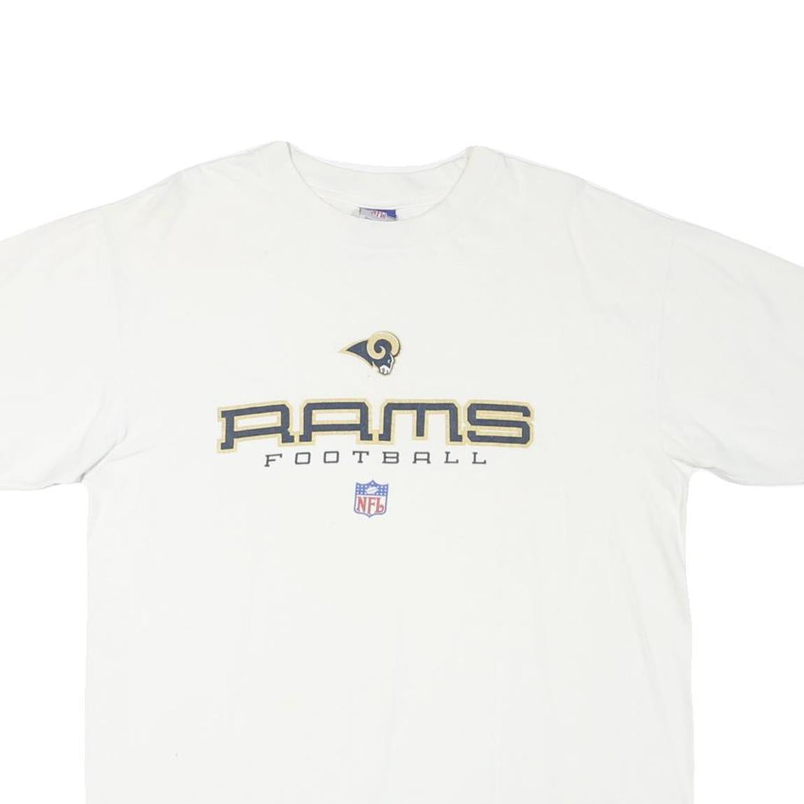 NFL Mens White Rams Football Graphic T-Shirt M Short Sleeve Crew Neck