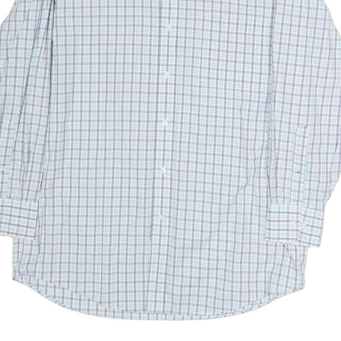 TOMMY HILFIGER Mens Blue & Green Checked Shirt XL Classic Cotton Long Sleeve