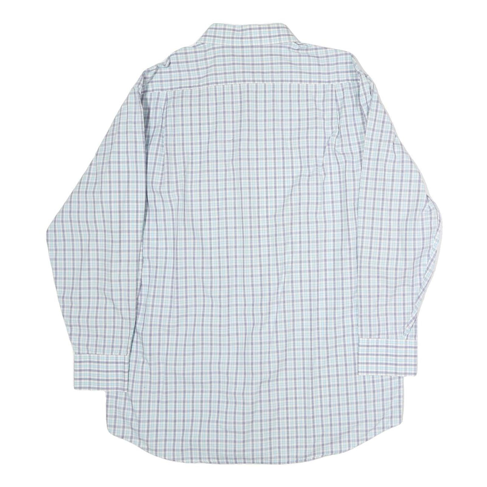 TOMMY HILFIGER Mens Blue & Green Checked Shirt XL Classic Cotton Long Sleeve