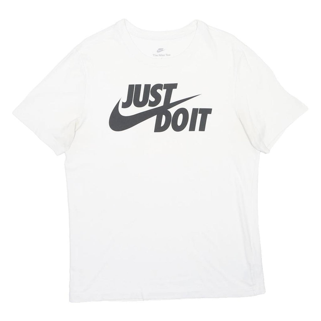 NIKE Mens White Just Do It Graphic T-Shirt M Short Sleeve Crew Neck Sports