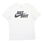NIKE Mens White Just Do It Graphic T-Shirt M Short Sleeve Crew Neck Sports