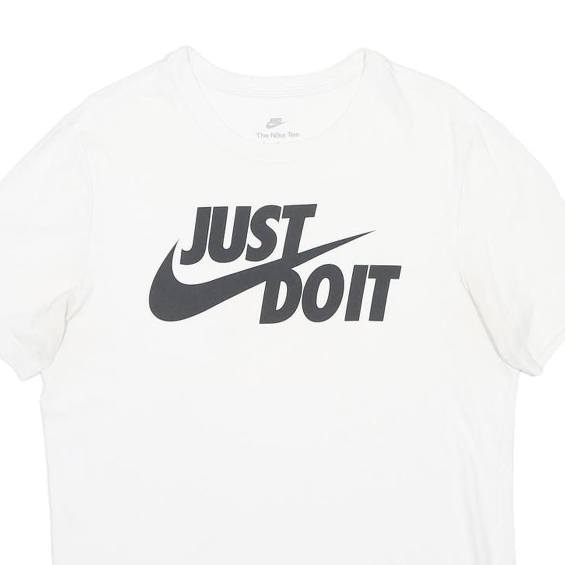 NIKE Mens White Just Do It Graphic T-Shirt M Short Sleeve Crew Neck Sports