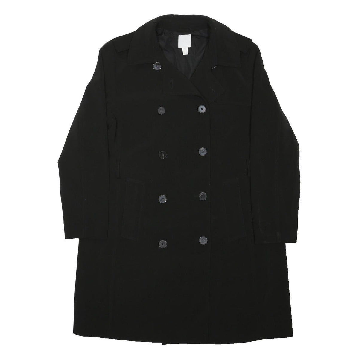 H&M Womens Black Classic Jacket UK 16 Polyester Blend Button Closure Plain