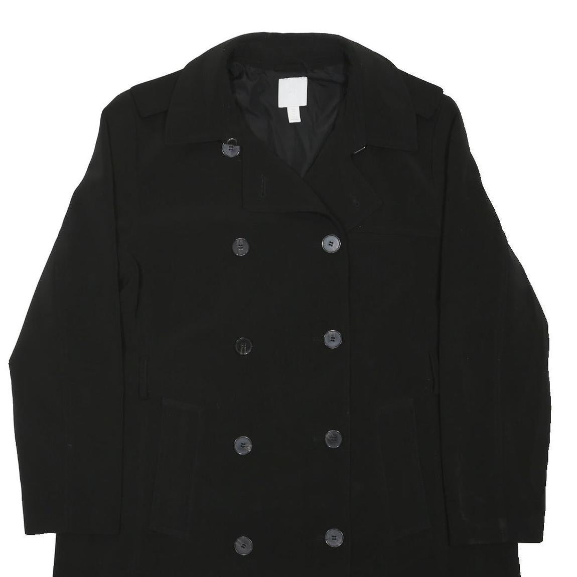 H&M Womens Black Classic Jacket UK 16 Polyester Blend Button Closure Plain