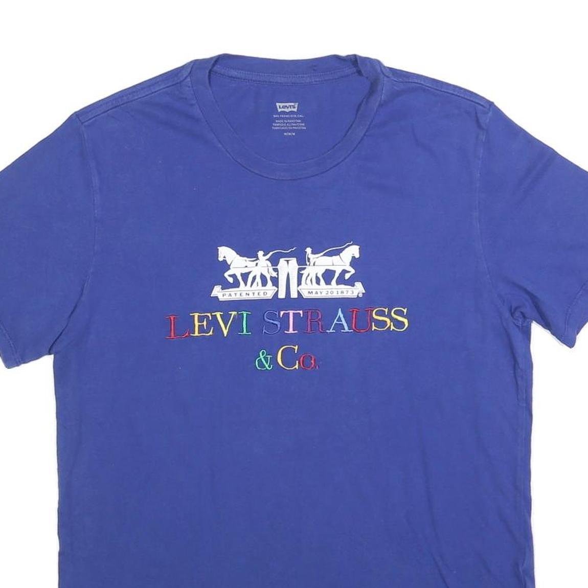 LEVI'S Mens Blue Crew Neck Short Sleeve T-Shirt M Cotton Blend Graphic Print