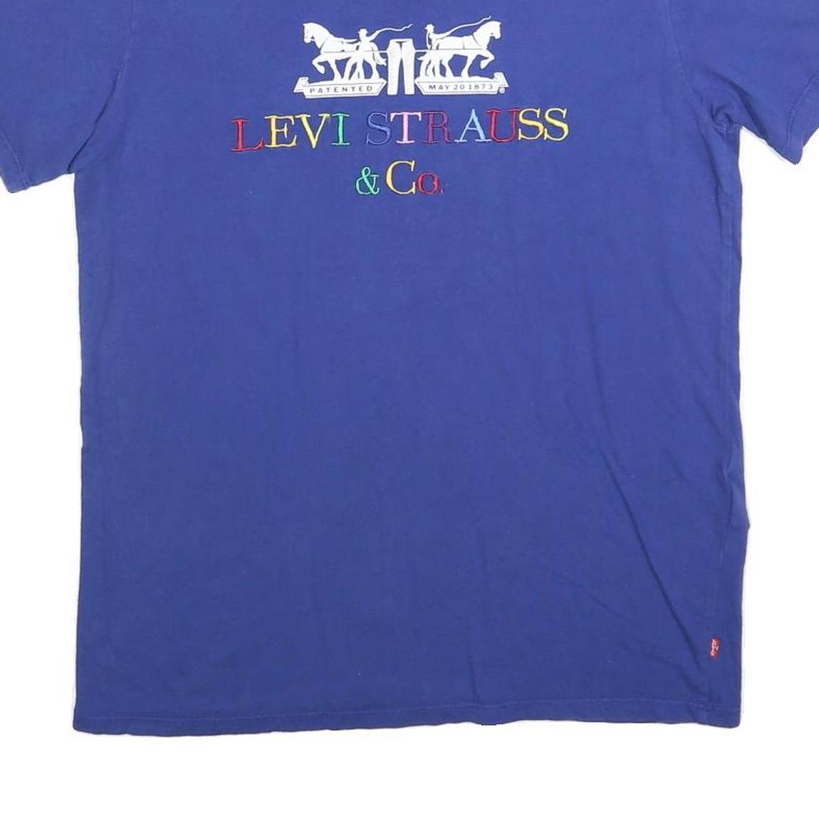 LEVI'S Mens Blue Crew Neck Short Sleeve T-Shirt M Cotton Blend Graphic Print