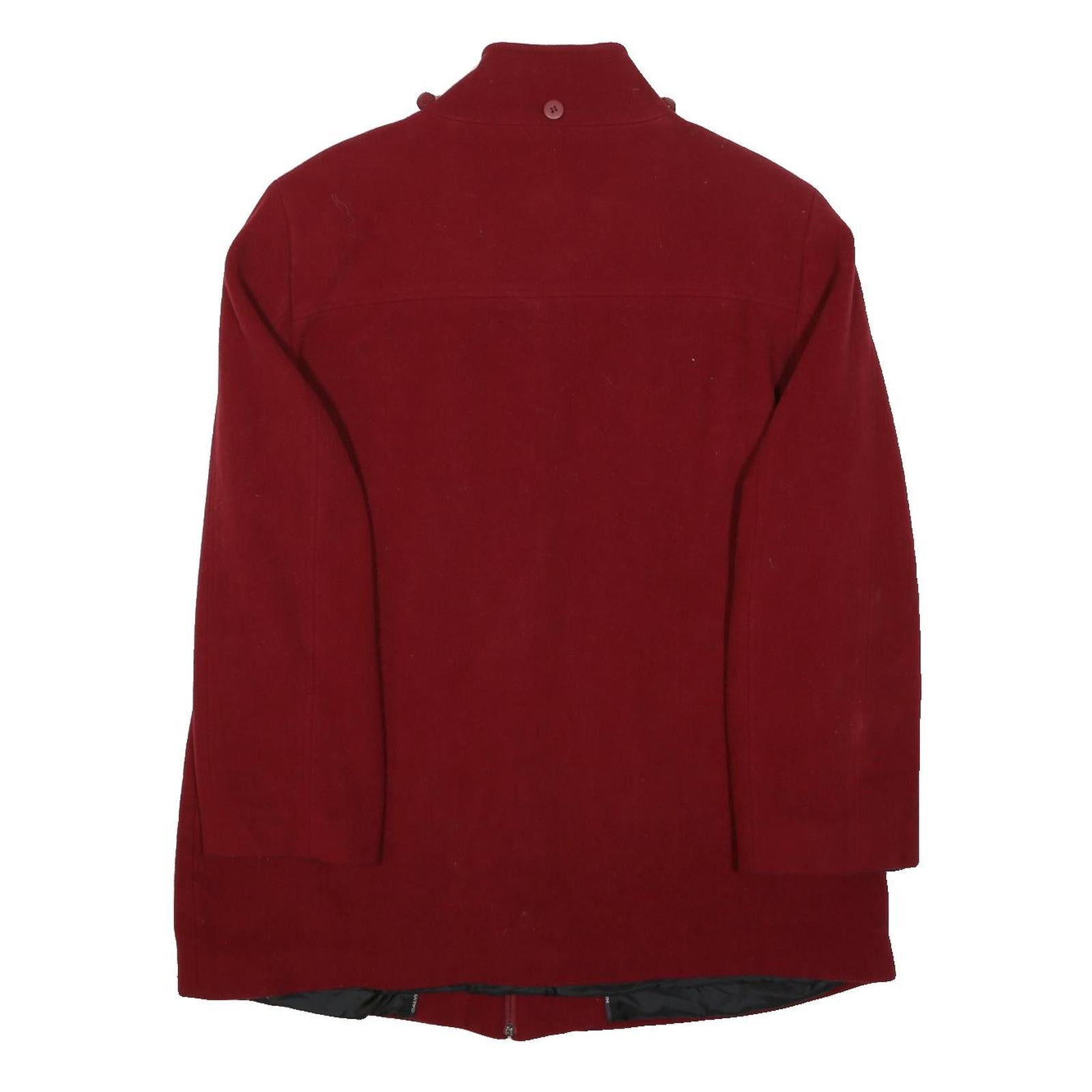 CALVIN KLEIN Womens Red Wool Blend Jacket L Zip Stand-Up Collar Classic Fit
