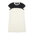PAULE KA Womens Black & White Shift Polyester Blend Dress S Crew Neck Short