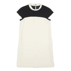 PAULE KA Womens Black & White Shift Polyester Blend Dress S Crew Neck Short