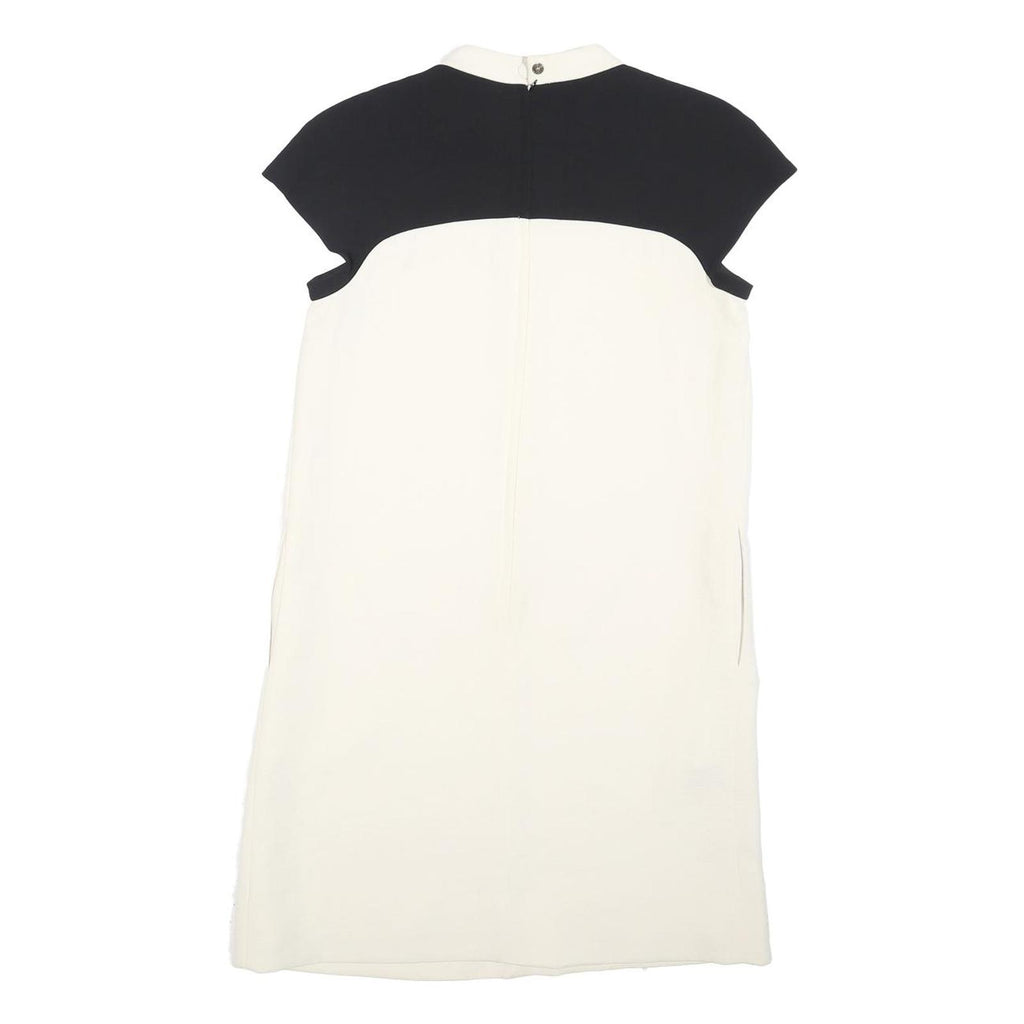 PAULE KA Womens Black & White Shift Polyester Blend Dress S Crew Neck Short