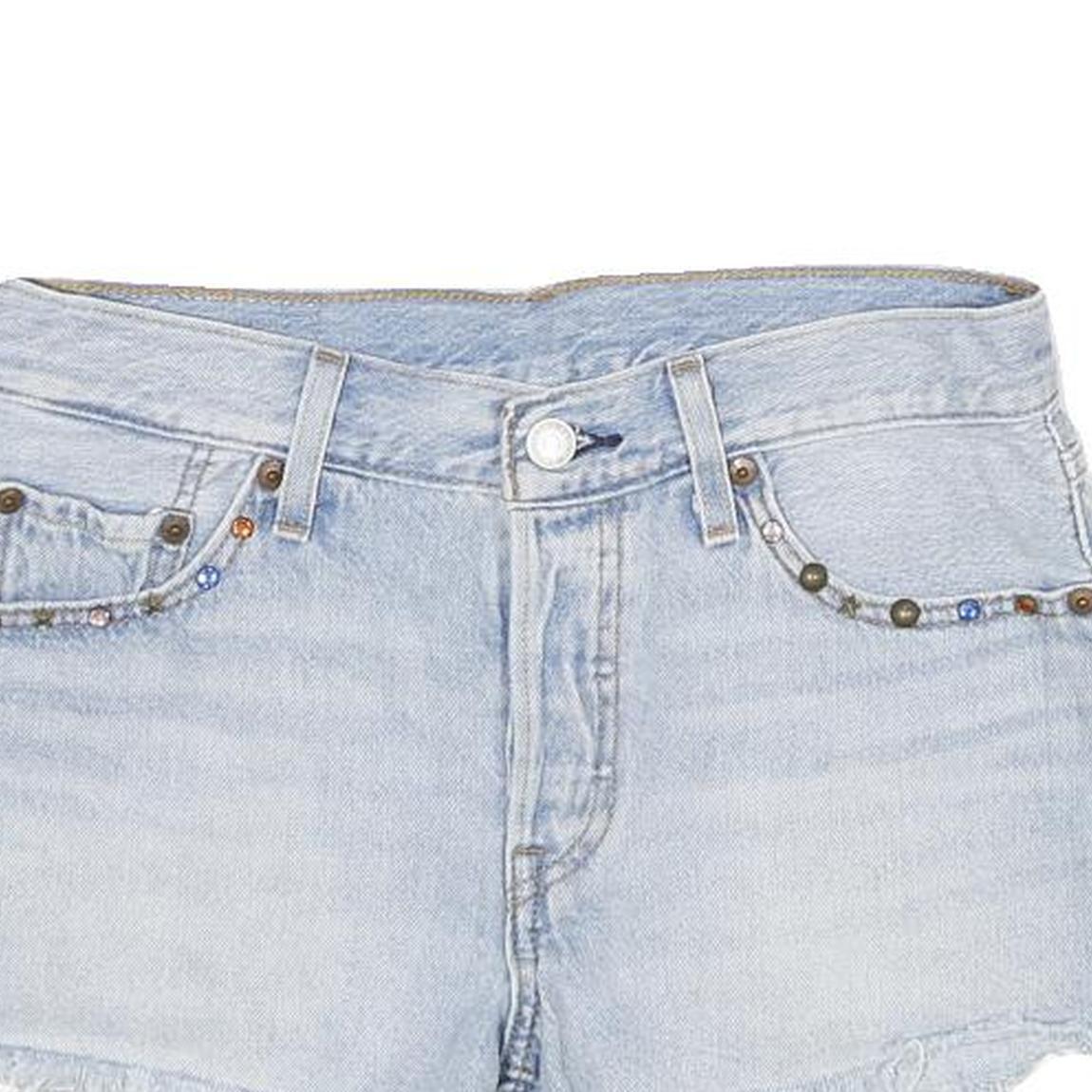 LEVI'S Womens Denim Blue Casual Shorts XXS W25 Embellished Detail