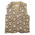 VISTA Womens Brown & Beige Geometric Pattern Jacket XXS Polyester Blend Button