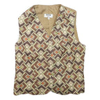 VISTA Womens Brown & Beige Geometric Pattern Jacket XXS Polyester Blend Button