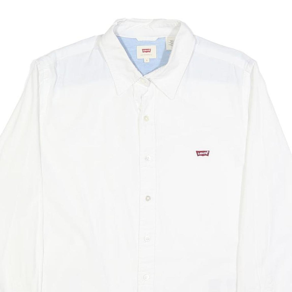 LEVI'S Mens White Plain Shirt S Classic Casual Button-Down Collar Cotton