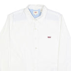 LEVI'S Mens White Plain Shirt S Classic Casual Button-Down Collar Cotton
