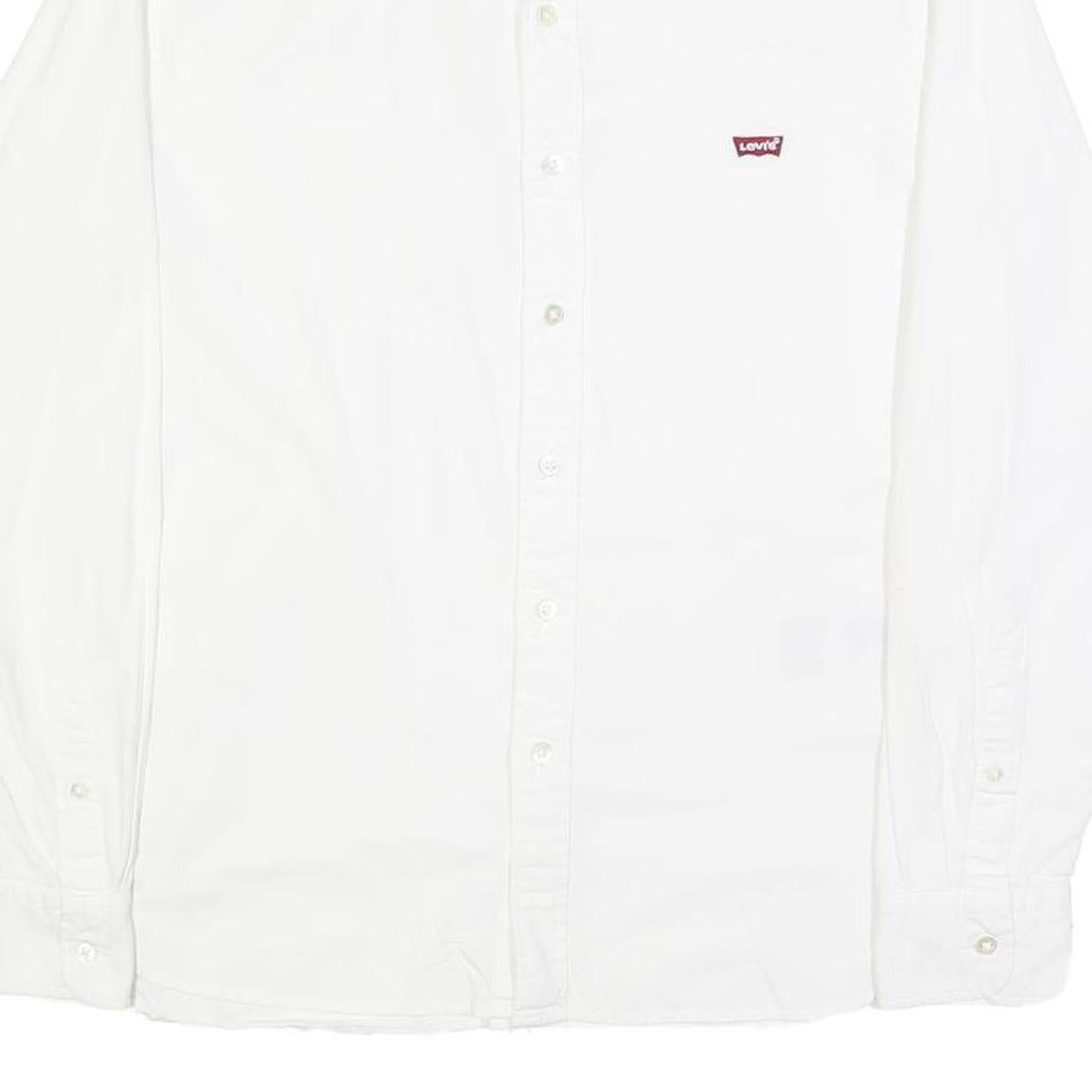 LEVI'S Mens White Plain Shirt S Classic Casual Button-Down Collar Cotton