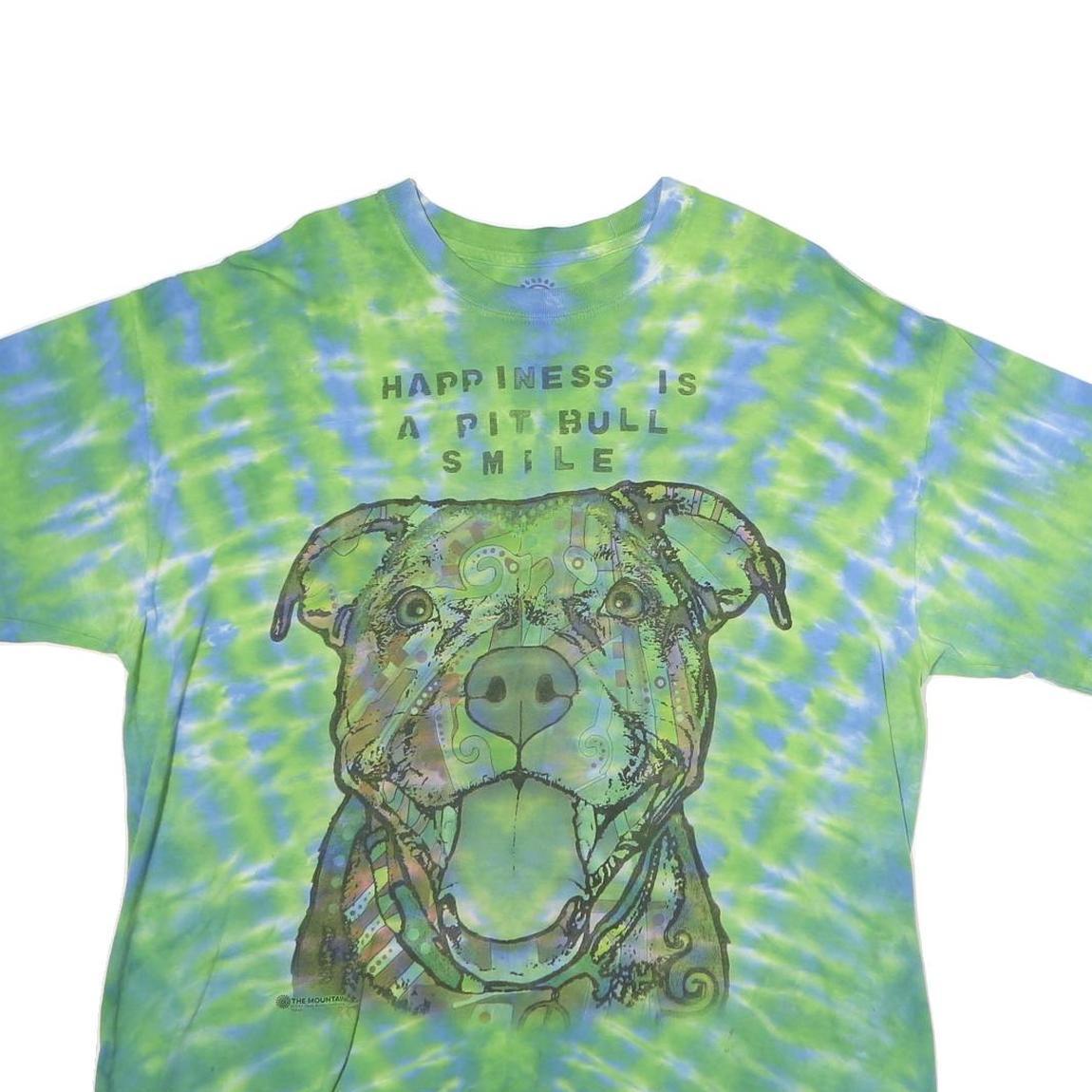 THE MOUNTAIN Mens Green & Blue Tie Dye Graphic T-Shirt XL Short Sleeve Crew Neck