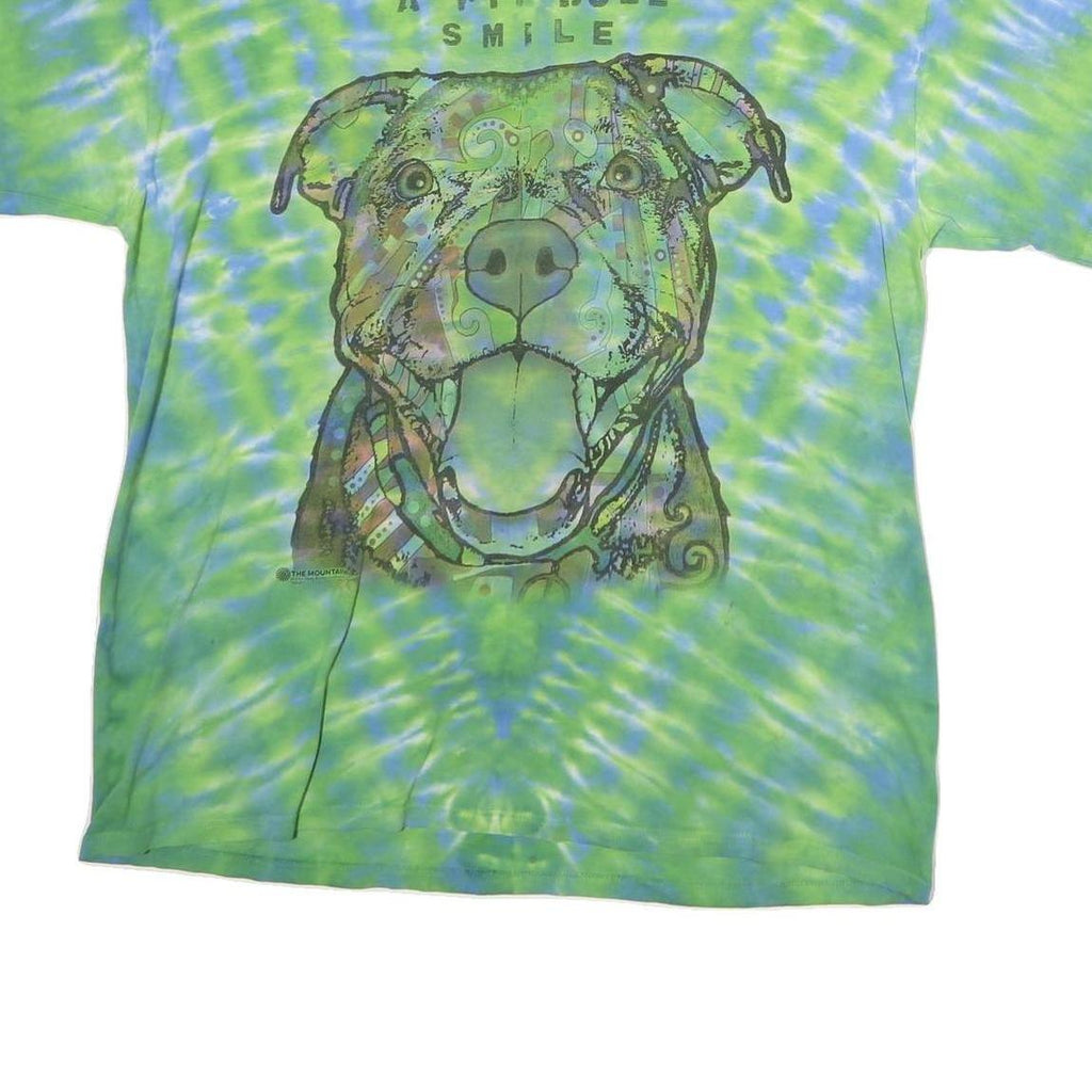 THE MOUNTAIN Mens Green & Blue Tie Dye Graphic T-Shirt XL Short Sleeve Crew Neck