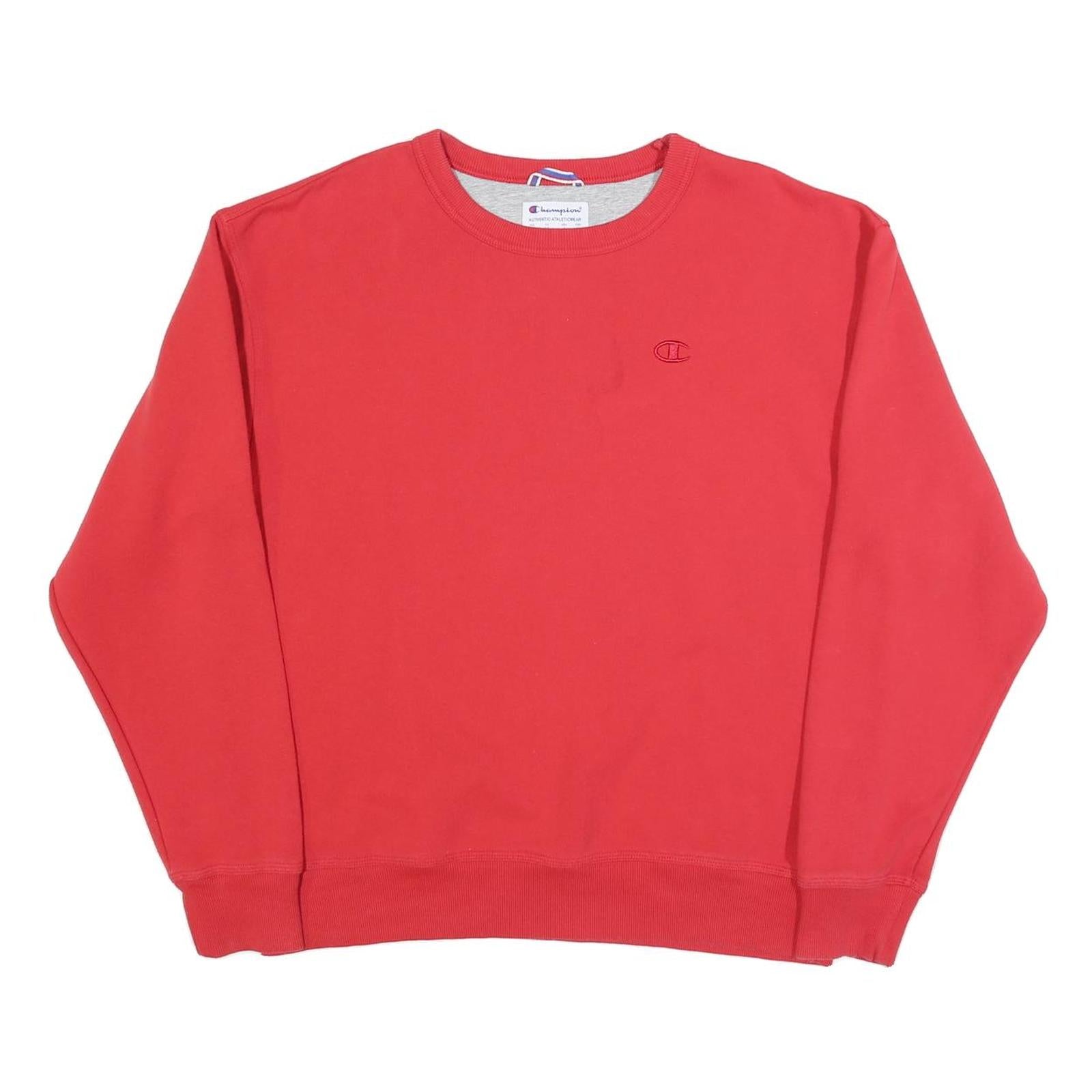 CHAMPION Mens Red Sweatshirt L Crew Neck Cotton Blend Pullover Classic