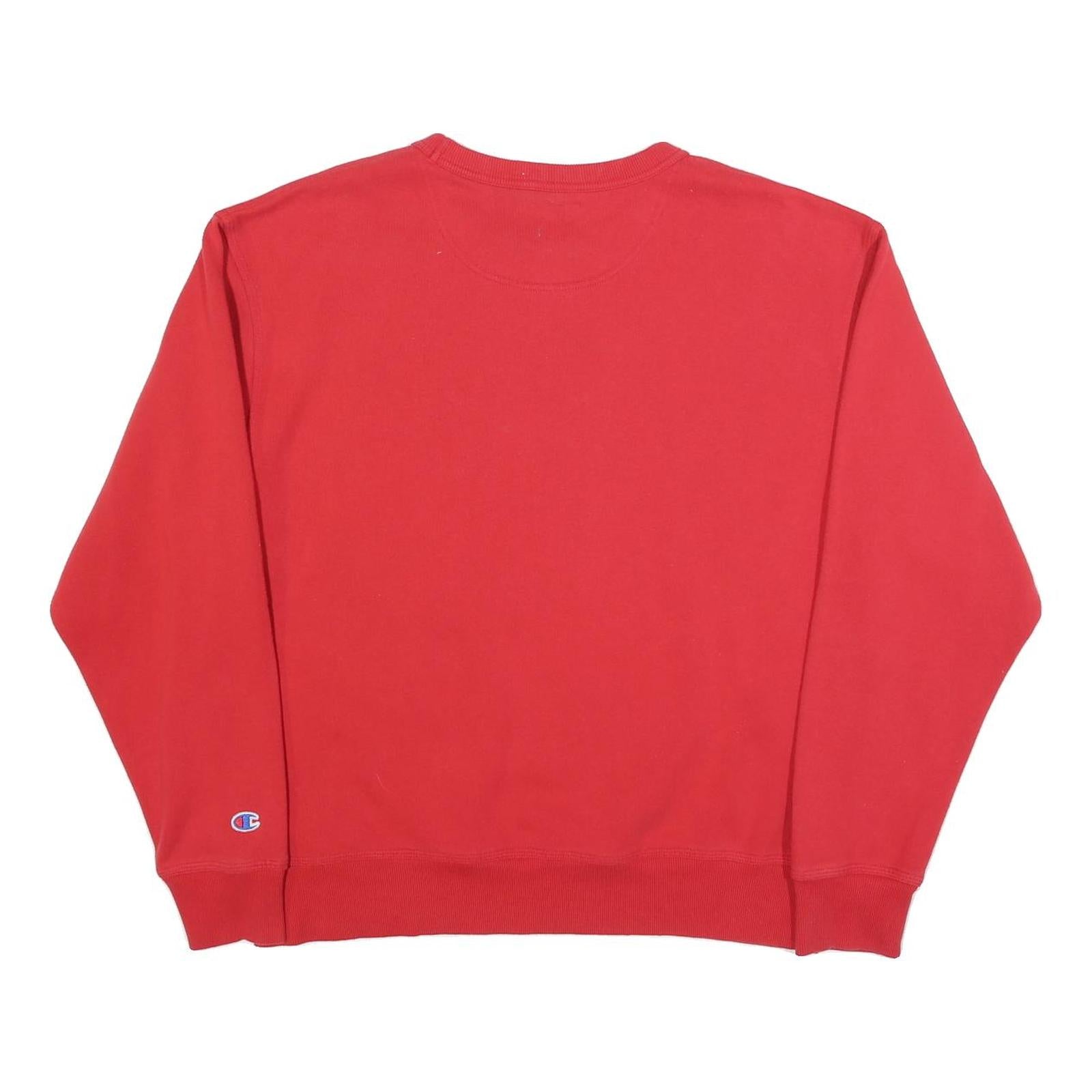 CHAMPION Mens Red Sweatshirt L Crew Neck Cotton Blend Pullover Classic
