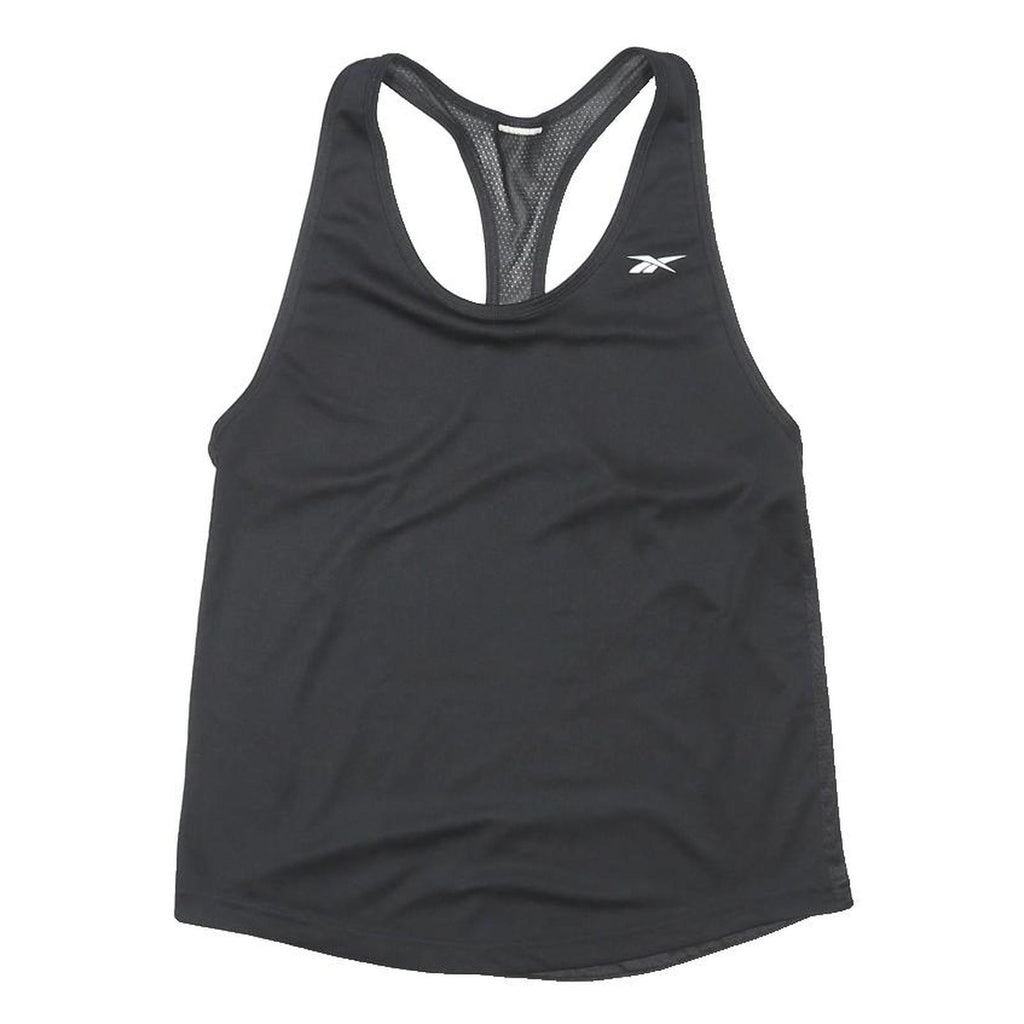 REEBOK Womens Black & White Graphic Tank Top S Sleeveless Racerback Performance