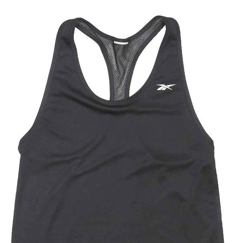 REEBOK Womens Black & White Graphic Tank Top S Sleeveless Racerback Performance