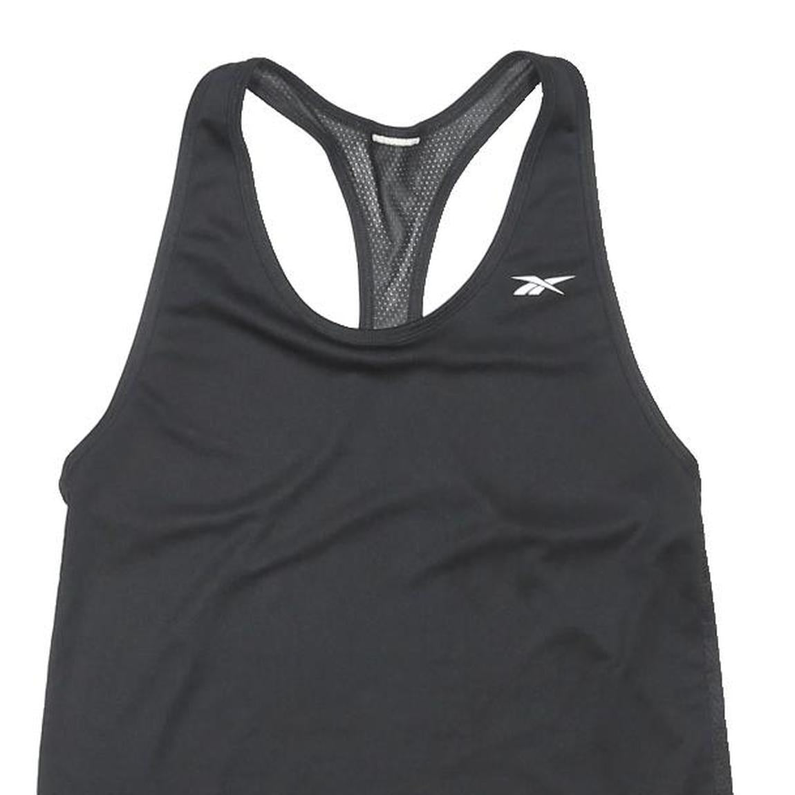 REEBOK Womens Black & White Graphic Tank Top S Sleeveless Racerback Performance
