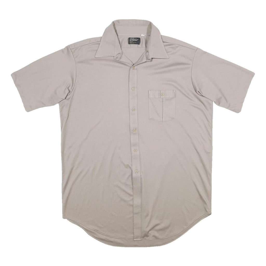 JC PENNEY Mens Beige Polyester Shirt XL Casual Classic Pocket Button Down