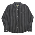 AVIREX Mens Black & White Striped Shirt XL Classic Cotton Long Sleeve