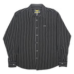 AVIREX Mens Black & White Striped Shirt XL Classic Cotton Long Sleeve