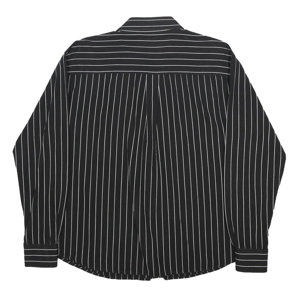AVIREX Mens Black & White Striped Shirt XL Classic Cotton Long Sleeve