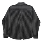AVIREX Mens Black & White Striped Shirt XL Classic Cotton Long Sleeve