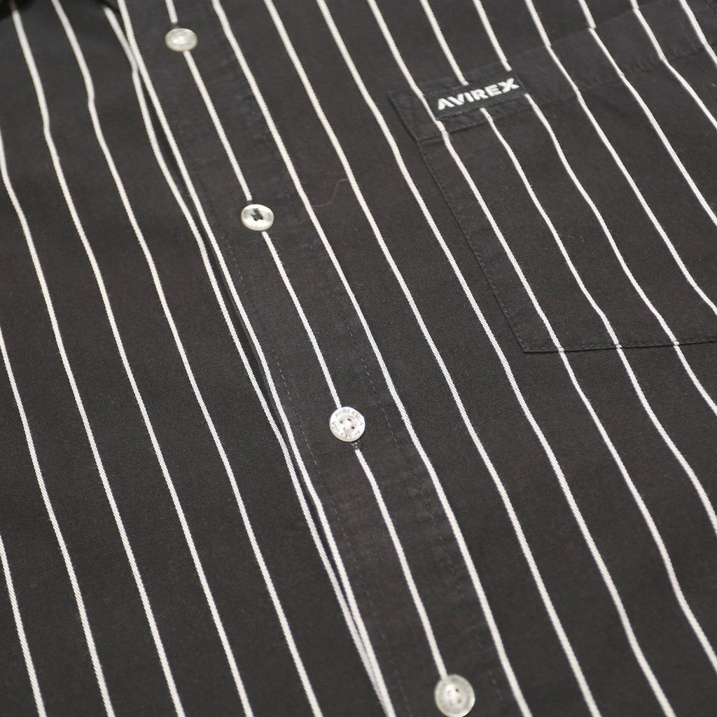 AVIREX Mens Black & White Striped Shirt XL Classic Cotton Long Sleeve