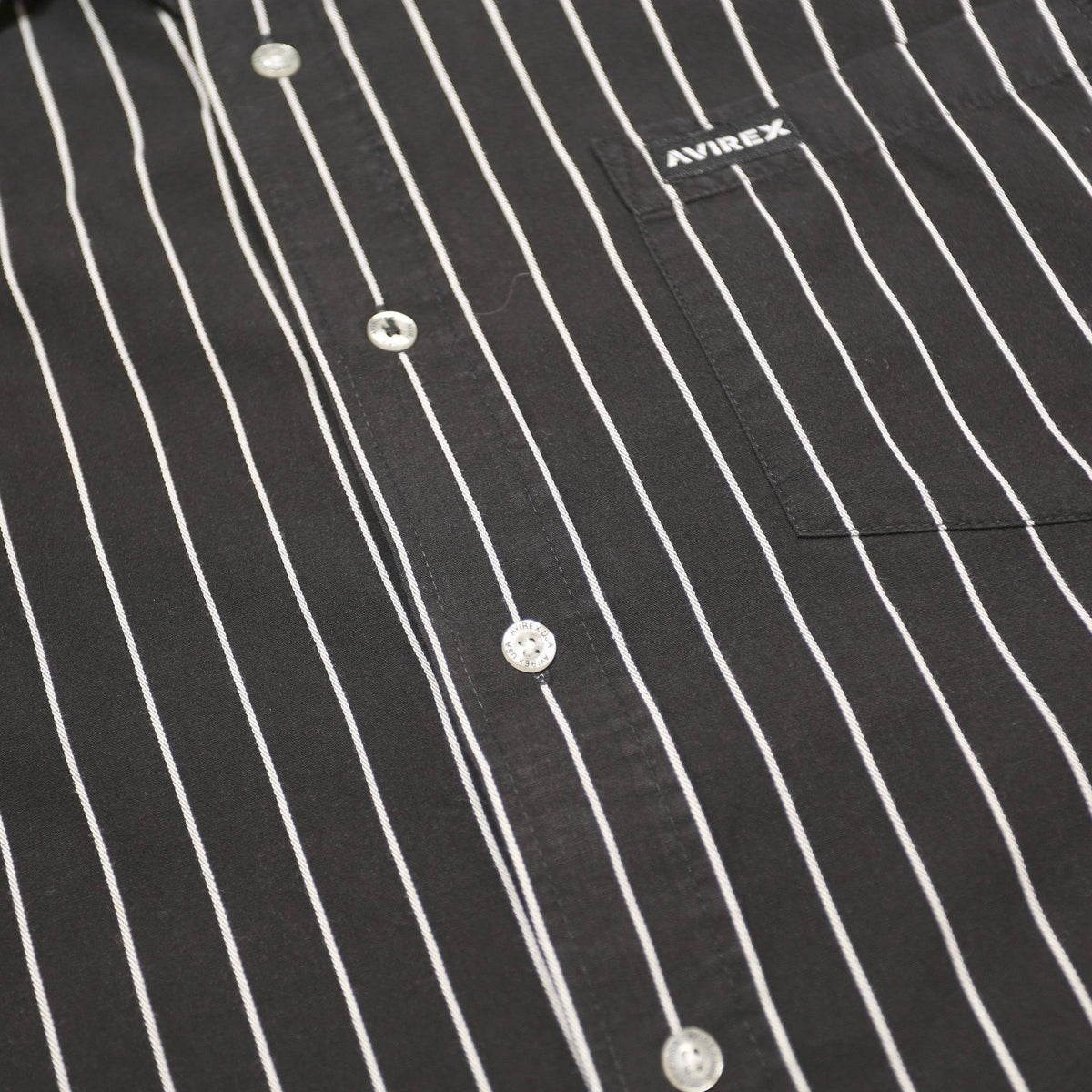 AVIREX Mens Black & White Striped Shirt XL Classic Cotton Long Sleeve
