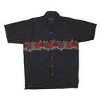 NO BOUNDARIES Mens Black Shirt L Cotton Blend Floral Print Summer Casual