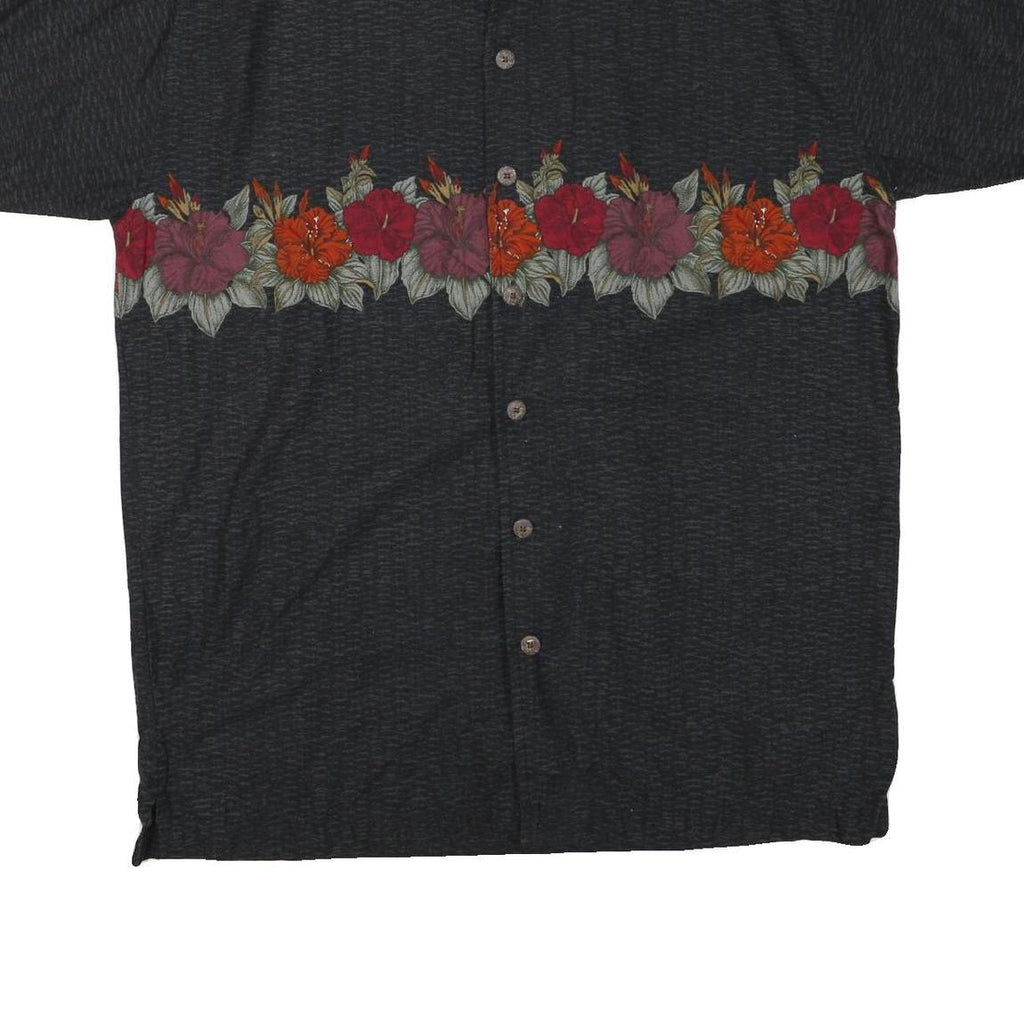 NO BOUNDARIES Mens Black Shirt L Cotton Blend Floral Print Summer Casual