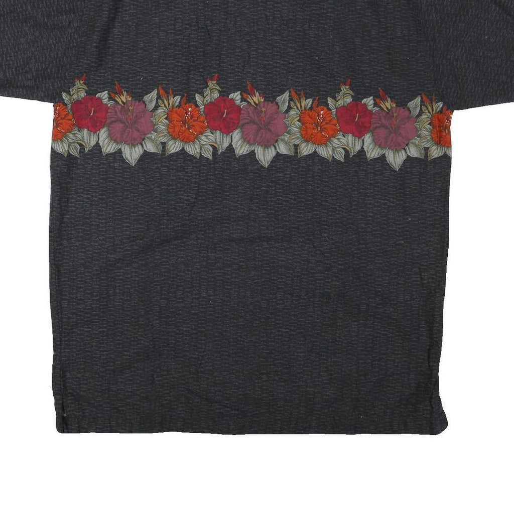 NO BOUNDARIES Mens Black Shirt L Cotton Blend Floral Print Summer Casual