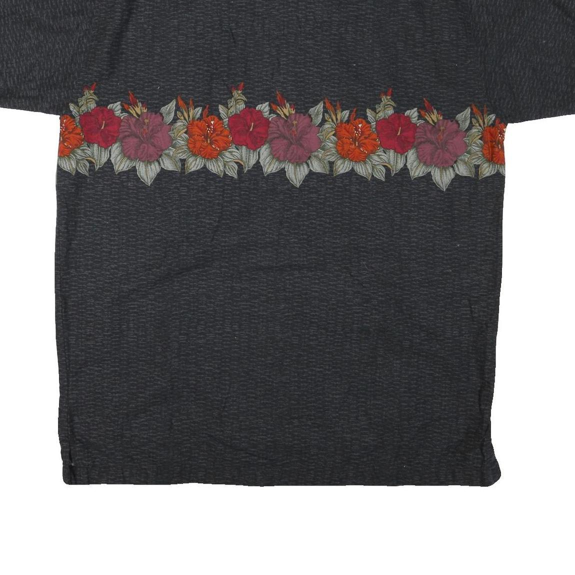 NO BOUNDARIES Mens Black Shirt L Cotton Blend Floral Print Summer Casual