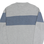 CHAPS Mens Grey & Blue Patterned Jumper Crew Neck Basic Knit L Cotton Comfort