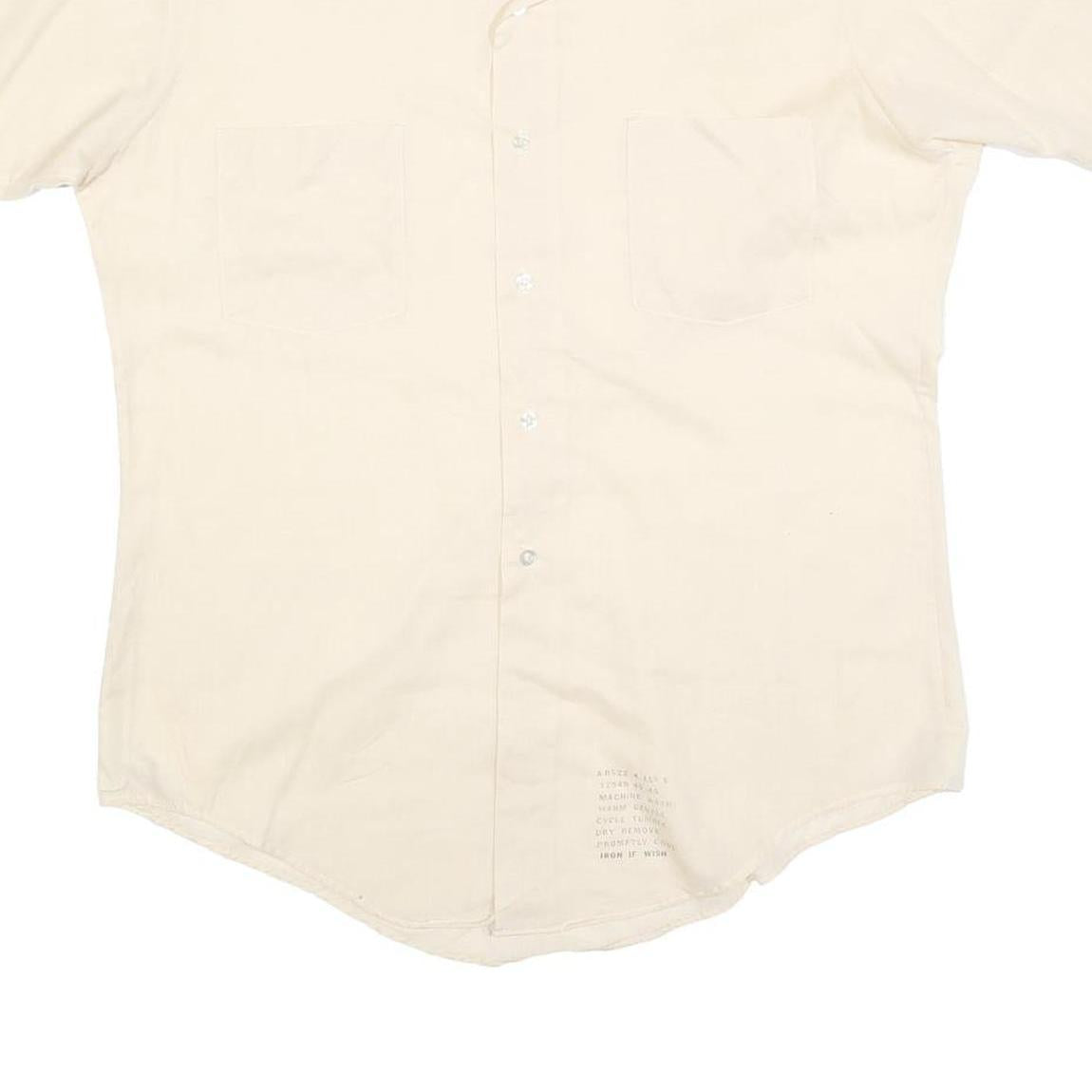 VAN HEUSEN Mens Cream Cotton Blend Short Sleeve Shirt M Classic Button Down