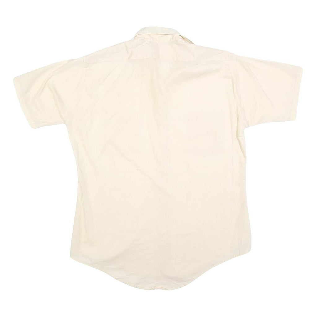 VAN HEUSEN Mens Cream Cotton Blend Short Sleeve Shirt M Classic Button Down