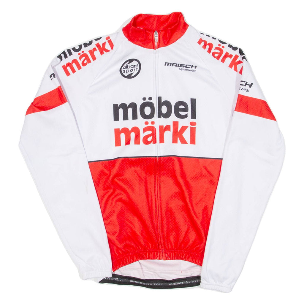 Cycling Mens Jersey White Long Sleeve Full Zip XS