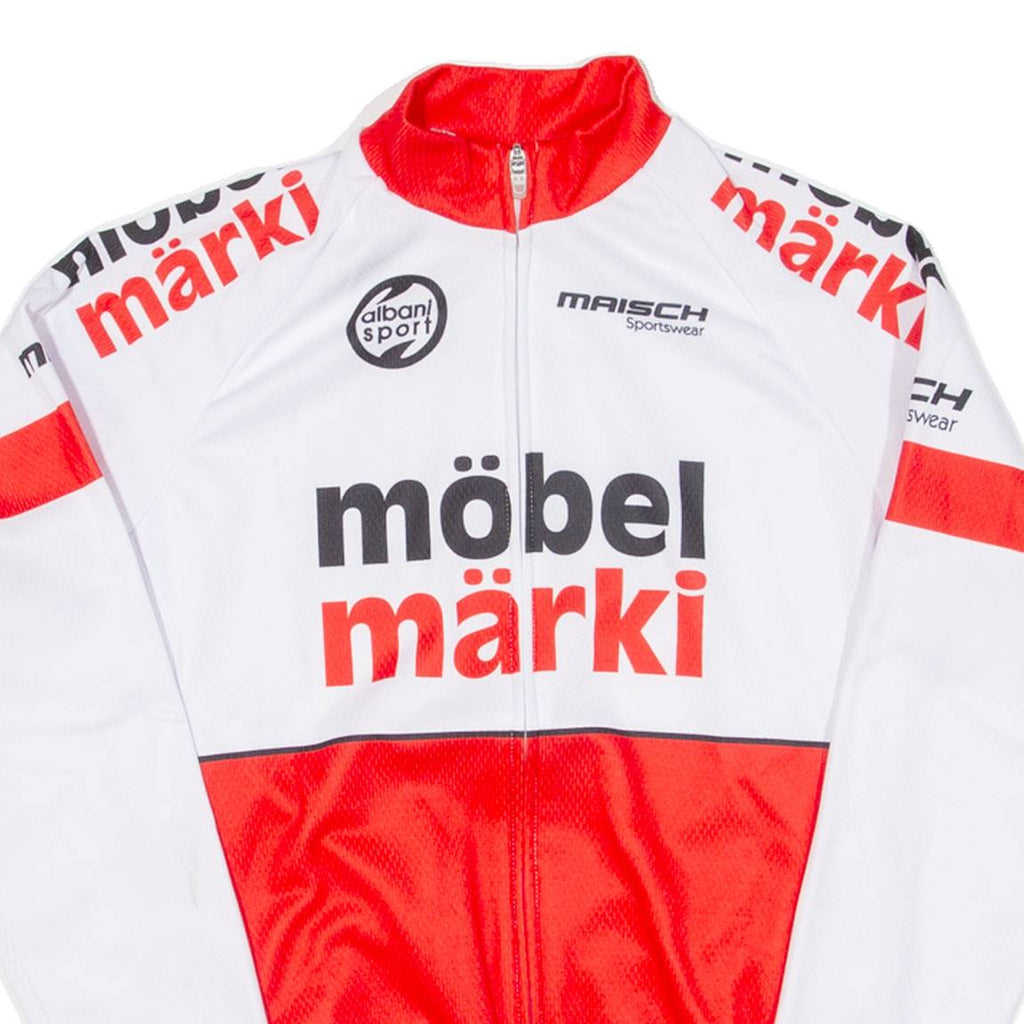 Cycling Mens Jersey White Long Sleeve Full Zip XS