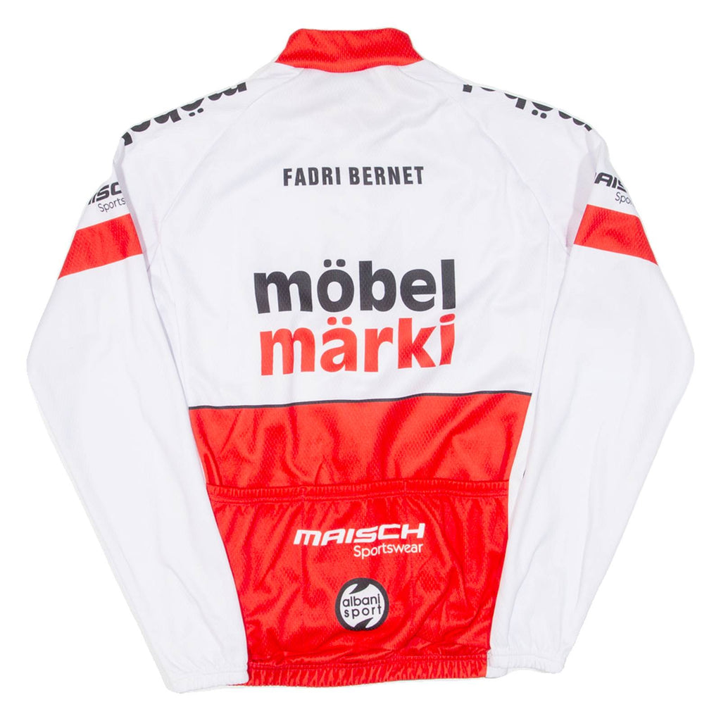 Cycling Mens Jersey White Long Sleeve Full Zip XS