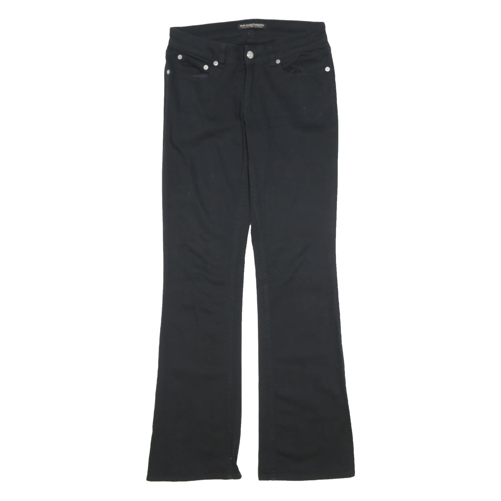 RALPH LAUREN POLO JEANS COMPANY Womens Black Cotton Blend Regular Flared